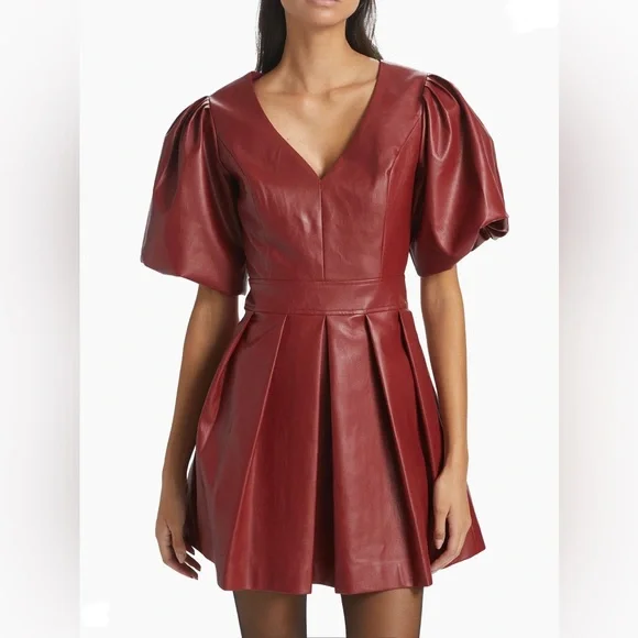 alexis vegan leather dress Saks Fifth Avenue LDT Mini Dress. Size 4. Color: wine Alexis lorenza
